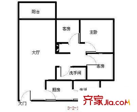 翠榕花園 3室 戶型圖