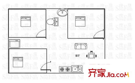 世界花园樱花居 3室 户型图