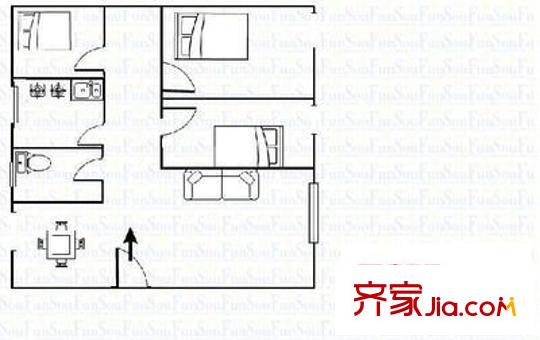 荔花村 3室 戶型圖