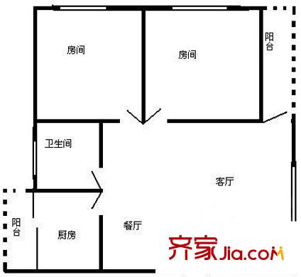 通發(fā)花園戶型圖戶型圖_1 2室2廳1衛(wèi)1廚
