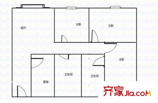 梅龍苑 3室 戶型圖