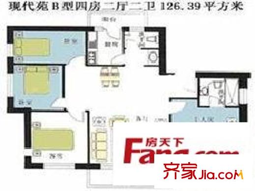現(xiàn)代苑 4室 戶型圖