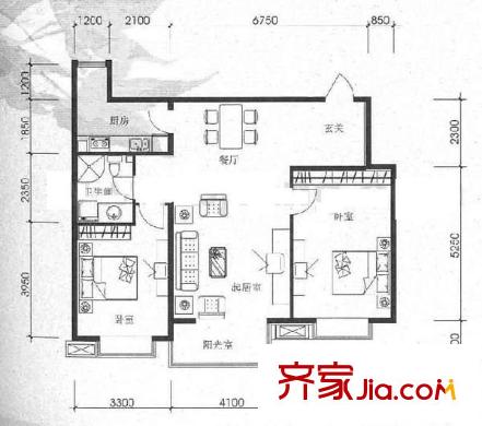 世界花园樱花居 2室 户型图
