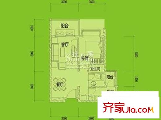 荔花村 1室 戶型圖