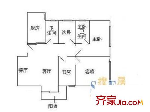 青海大廈 4室 戶型圖