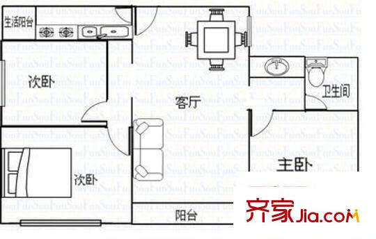 福瑞閣 3室 戶型圖