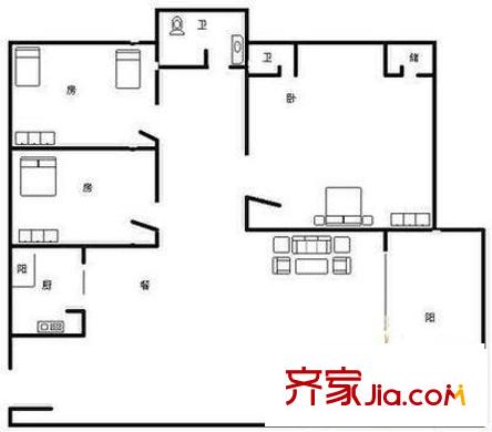 福瑞閣 3室 戶型圖