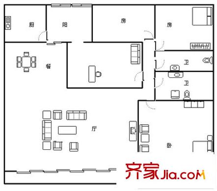 齊明公寓 4室 戶型圖