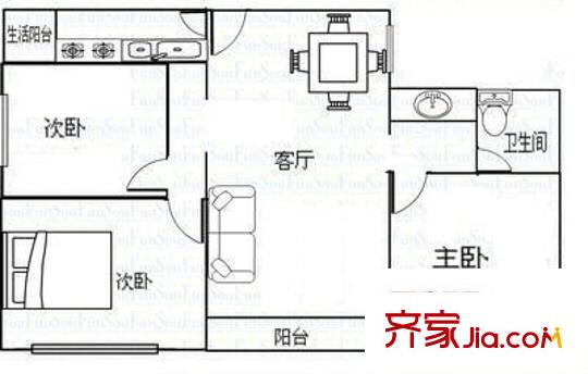 福瑞閣 3室 戶型圖