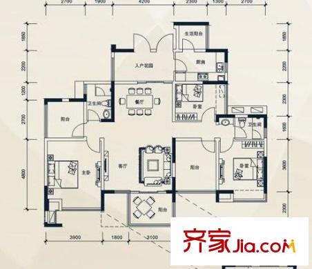 梅龍苑 3室 戶型圖