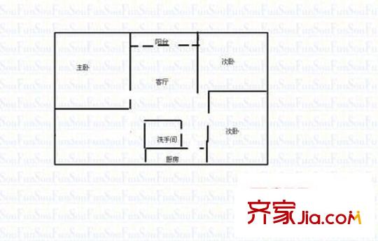 現(xiàn)代苑 3室 戶型圖