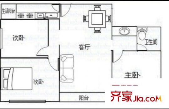 福瑞閣 1室 戶型圖