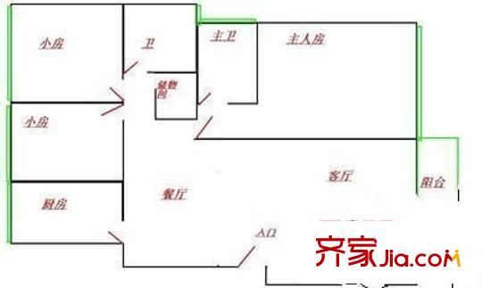 招东小区 3室 户型图