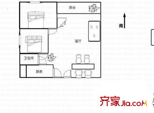 御龍華庭戶型圖戶型圖1 2室2廳1衛(wèi)1廚