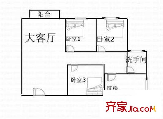 錦花大廈 3室 戶型圖