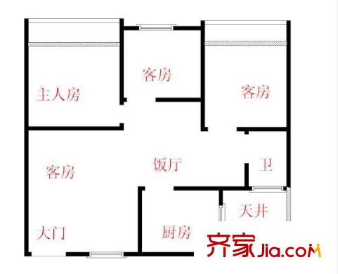 長(zhǎng)城三花園 3室 戶型圖
