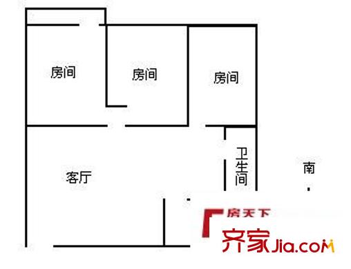 長(zhǎng)城三花園 2室 戶型圖