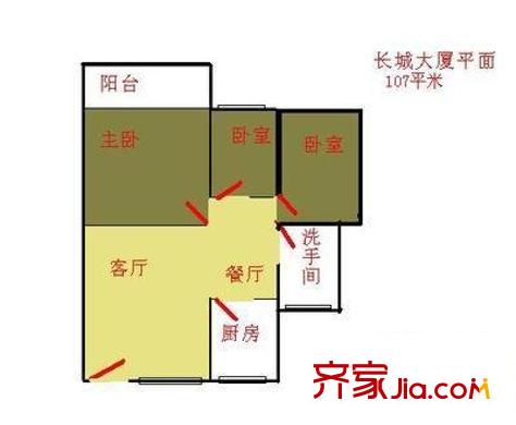 長(zhǎng)城三花園 3室 戶型圖