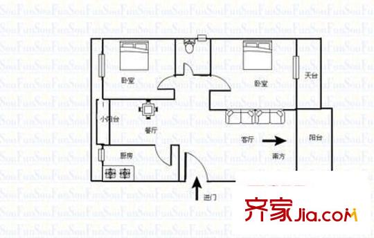 盛銘居 2室 戶型圖