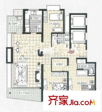 红花园 3室 户型图