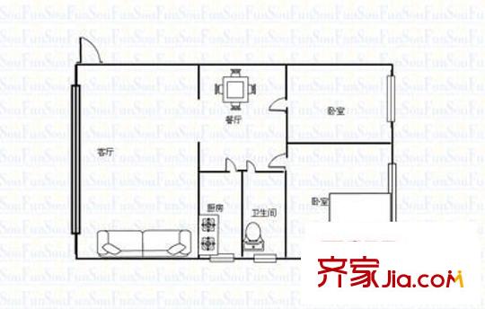 红花园 2室 户型图