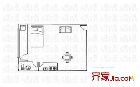 桑達(dá)小區(qū) 1室 戶型圖