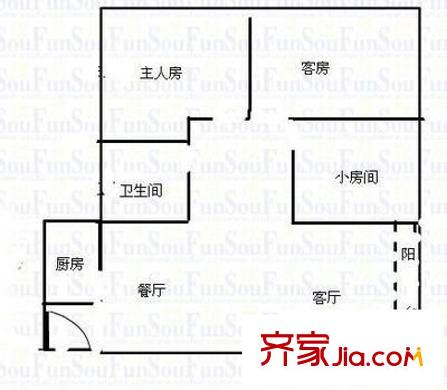 錦花大廈 3室 戶型圖