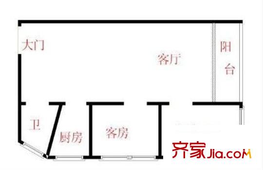 長(zhǎng)城三花園 2室 戶型圖