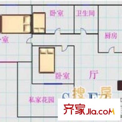 長(zhǎng)城三花園 2室 戶型圖