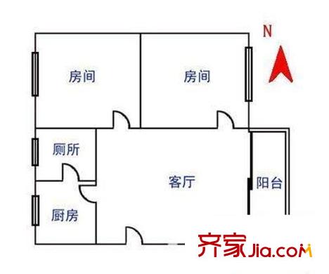 蓮塘花園 2室 戶型圖