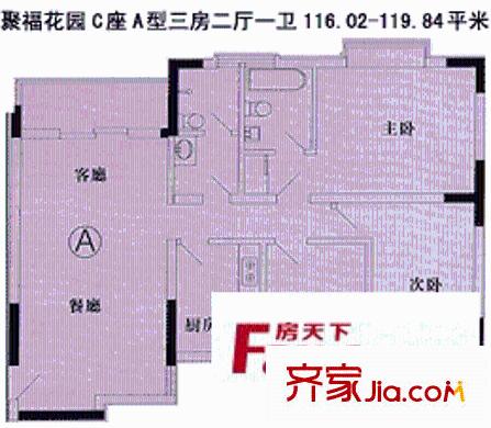 聚?；▓@戶型圖戶型圖 3室2廳1衛(wèi)1廚