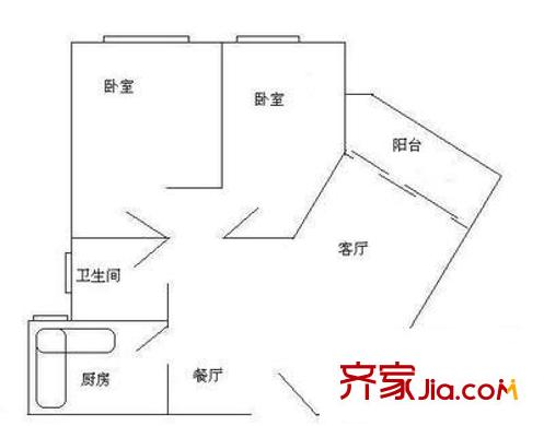天元大廈 2室 戶型圖