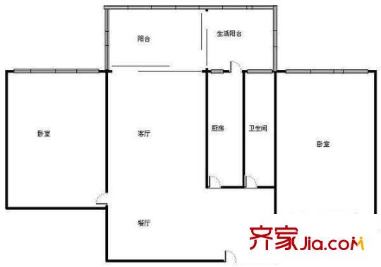 洪浪二村 2室 户型图