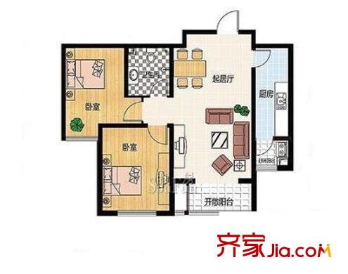 蓮塘花園 2室 戶型圖