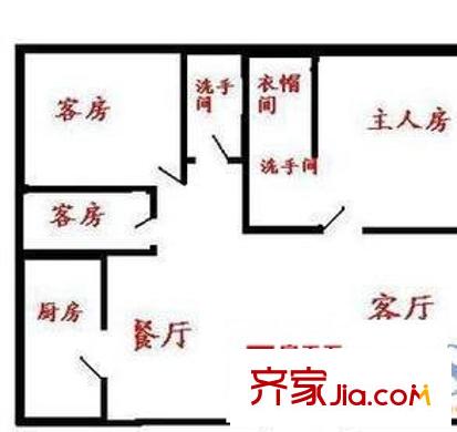 蓮塘花園 3室 戶型圖
