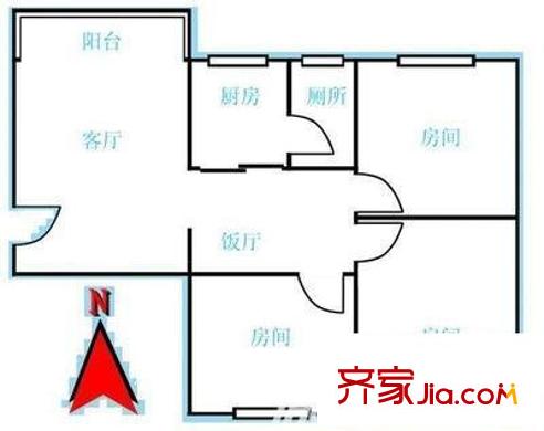 蓮塘花園 3室 戶型圖