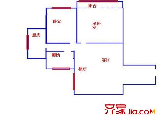 聚福花園 2室 戶型圖
