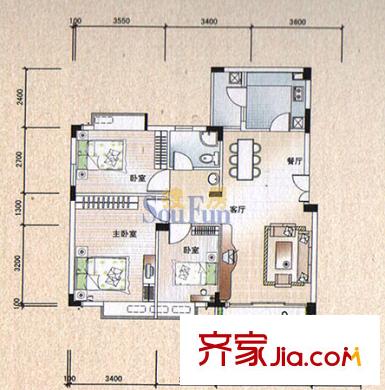 深圳皓月花園二期戶型圖2