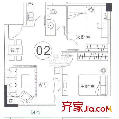 有福楼户型图深圳恒福苑户型图2 2室2厅1卫1厨
