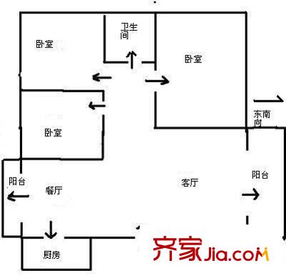 海涛居 3室 户型图