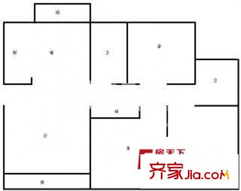 橄欖綠洲戶型圖三室兩廳兩衛(wèi)一廚 3室2廳2衛(wèi)1廚