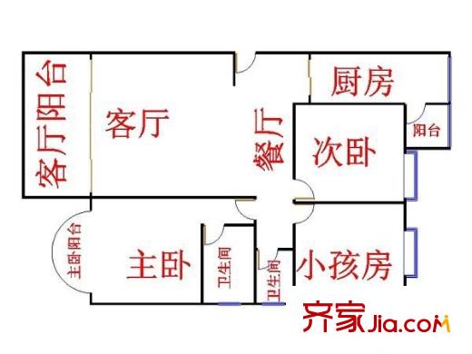 滨城新村 3室 户型图