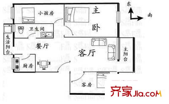 滨城新村 3室 户型图