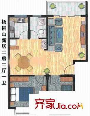 梧桐山新居戶型圖戶型圖 2室2廳1衛(wèi)1廚