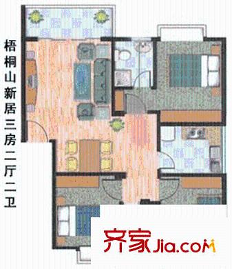 梧桐山新居戶型圖戶型圖 3室2廳2衛(wèi)1廚
