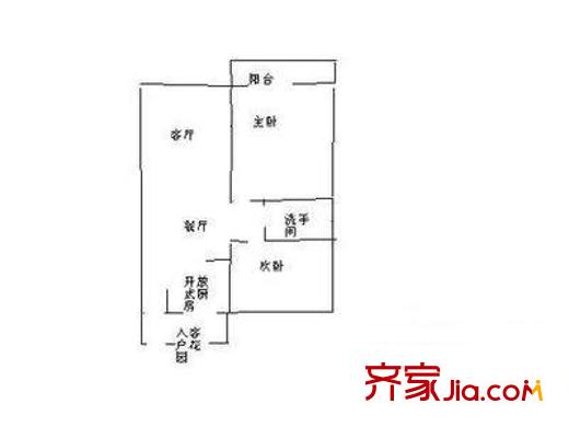 花園廣場(chǎng) 1室 戶型圖