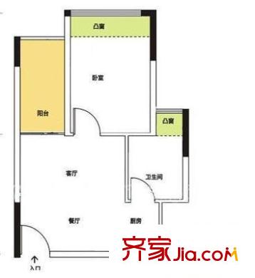 花園廣場 1室 戶型圖