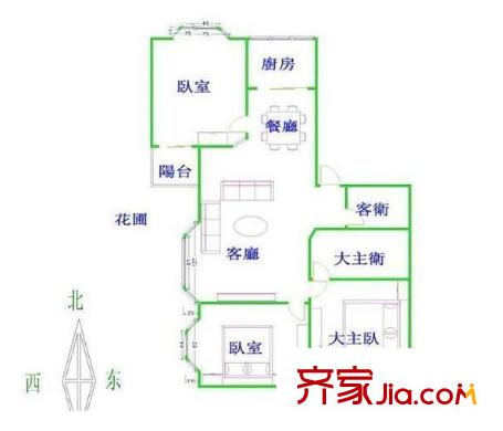 深圳 僑新花園 3居 戶型圖