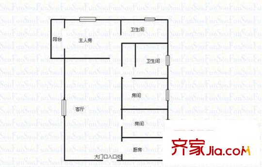 翠苑大廈 3室 戶型圖