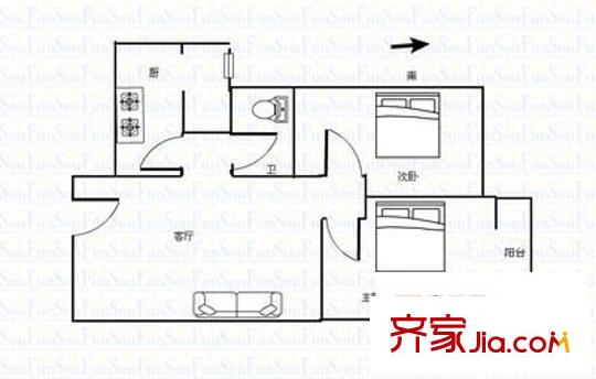 翠苑大廈 2室 戶型圖